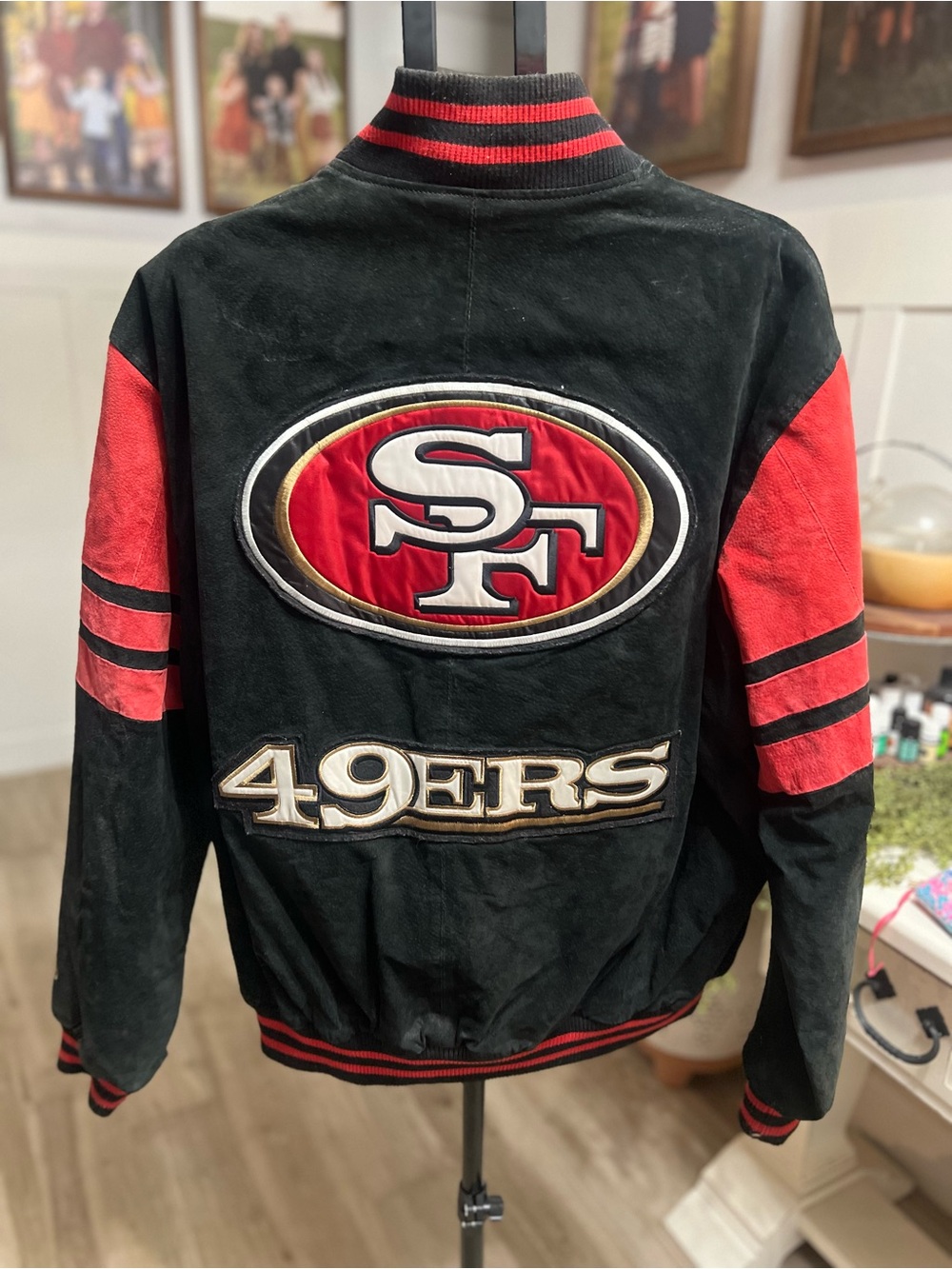San Francisco 49ers Black & Red Varsity Leather Jacket